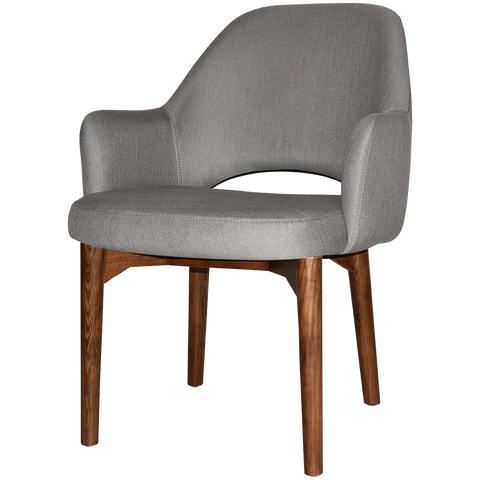 Mulberry XL Armchair Light Walnut Timber 4 Leg Gravity Steel Shell, Viewed From Angle