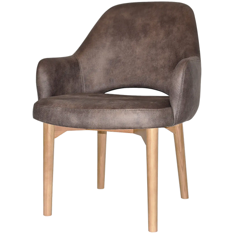 Mulberry XL Armchair Natural Timber 4 Leg With Eastwood Donkey Shell, Viewed From Angle