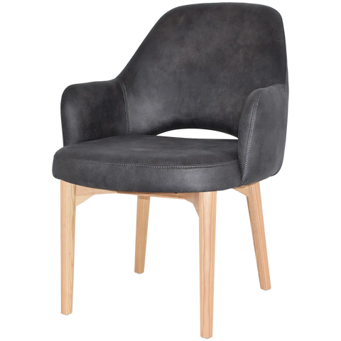 Mulberry XL Armchair Natural Timber 4 Leg With Eastwood Slate Shell, Viewed From Angle