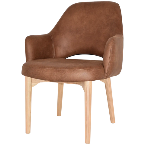Mulberry XL Armchair Natural Timber 4 Leg With Eastwood Tan Shell, Viewed From Angle
