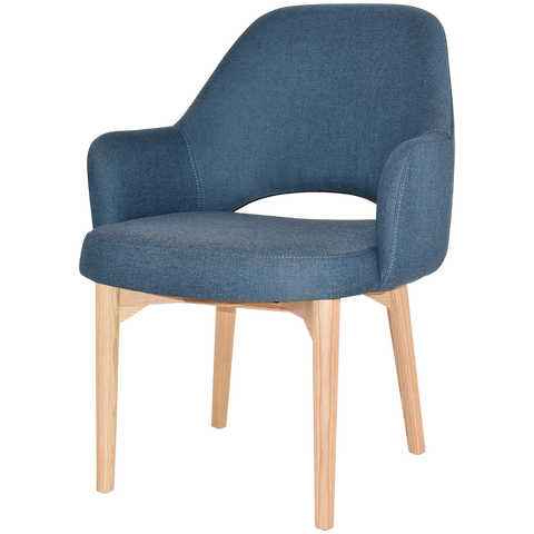 Mulberry XL Armchair Natural Timber 4 Leg With Gravity Denim Shell, Viewed From Angle