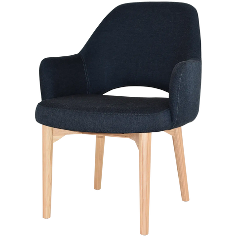 Mulberry XL Armchair Natural Timber 4 Leg With Gravity Navy Shell, Viewed From Angle