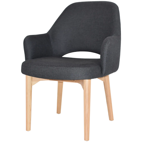 Mulberry XL Armchair Natural Timber 4 Leg With Gravity Slate Shell, Viewed From Angle