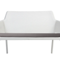Nardi Net Bench In White With A Grey Seat Pad, Viewed From Front Angle