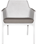 Nardi Net Relax In White With A Grey Seat Pad, Viewed From Front