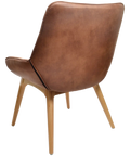 Neo Occasional Armchair Upholstered In Eastwood Tan With Natural Timber 4 Leg Base, Viewed From Behind