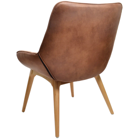 Neo Occasional Armchair Upholstered In Eastwood Tan With Natural Timber 4 Leg Base, Viewed From Behind
