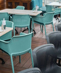 Net Armchair By Nardi In Mint Green And Net Bar Stool In Anthracite From Above In Situ