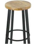 Nika Bar Stool Black Frame With Natural Seat Close View From Angle In Front