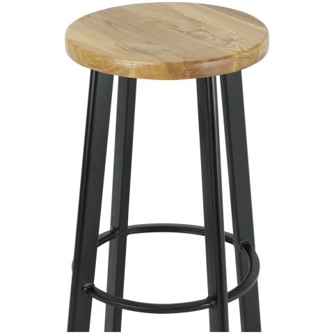 Nika Bar Stool Black Frame With Natural Seat Close View From Angle In Front