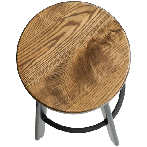 Nika Bar Stool Black Frame With Walnut Seat, Viewed From Angle In Above