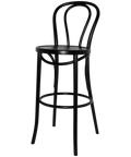 No 18 Bentwood Bar Stool In Black, Viewed From Angle In Front