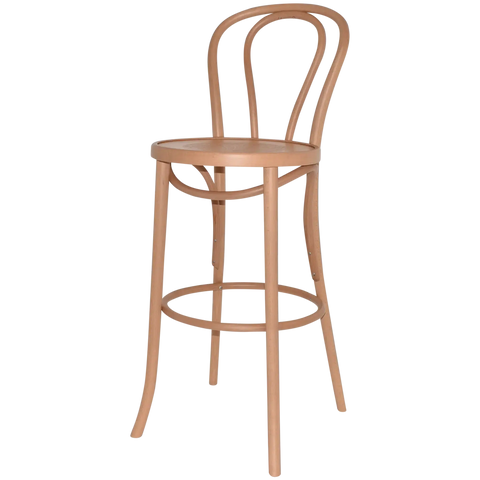 No 18 Bentwood Bar Stool In Natural, Viewed From Angle In Front