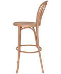 No 18 Bentwood Bar Stool In Natural, Viewed From Side