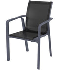Pacific Armchair By Siesta With Anthracite Frame And Black Mesh, Viewed From Angle In Front