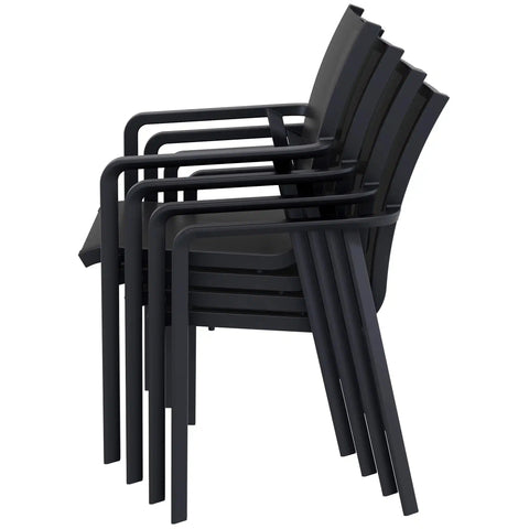 Pacific Armchair By Siesta With Black Frame And Black Mesh Stacked