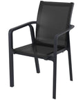 Pacific Armchair By Siesta With Black Frame And Black Mesh, Viewed From Angle In Front