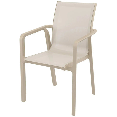 Pacific Armchair By Siesta With Taupe Frame And Taupe Mesh, Viewed From Angle In Front