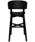 Palermo Bar Stool With Black Vinyl Upholstery And Black Timber Frame, Viewed From Back