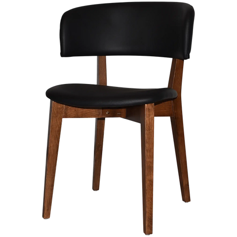 Palermo Chair With Black Vinyl Upholstery And Light Walnut Timber Frame, Viewed From Angle In Front