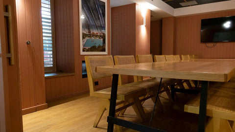 Peep Chair And Custom Tasmanian Oak Trestle Table In The Boardroom At Moseley Bar Kitchen
