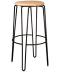 Phoenix Bar Stool With Natural Seat And Black Hairpin Legs