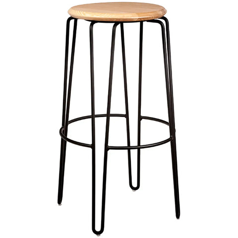 Phoenix Bar Stool With Natural Seat And Black Hairpin Legs