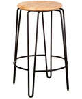 Phoenix Counter Stool With Natural Seat And Black Hairpin Legs