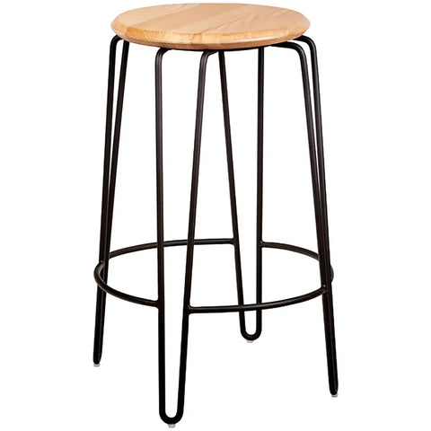 Phoenix Counter Stool With Natural Seat And Black Hairpin Legs