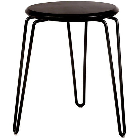 Phoenix Low Stool With Black Seat And Black Hairpin Legs