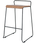 Piper Bar Stool With Natural Seat And A Black Frame, Viewed From Angle In Front