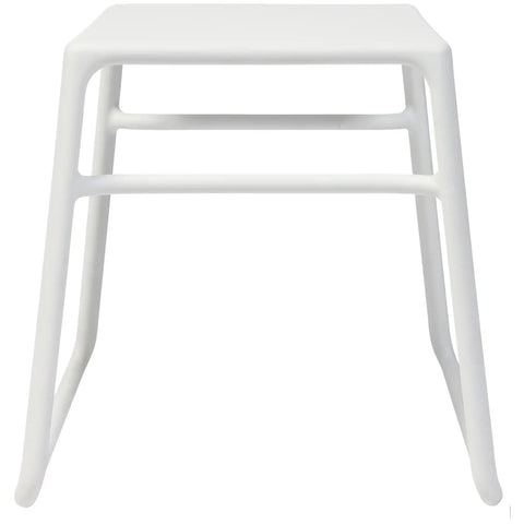 Pop Coffee Table In White, Viewed From Side With Optional Tray