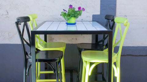 Powder Coated Florence Bar Stools And Custom Tiled Tables At Exchange Hotel Gawler
