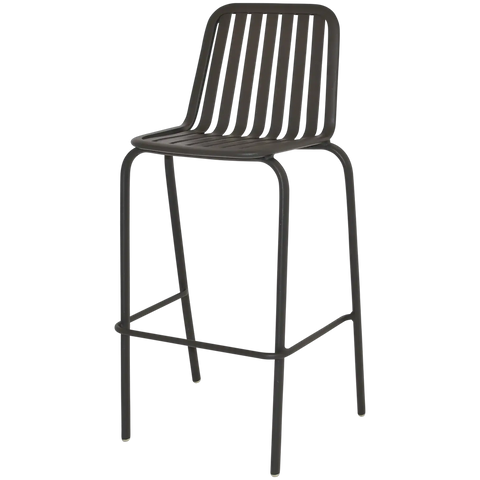 Primavera Outdoor Bar Stool In Anthracite, Viewed From Angle In Front