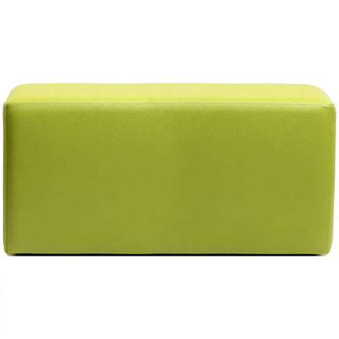 Rectangle Ottoman In Green Vinyl, Viewed From Front