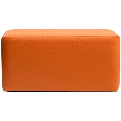 Rectangle Ottoman In Orange Vinyl, Viewed From Front