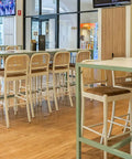 Sienna Bar Stools In White With Custom Tiled Dry Bar Tables At The Rezz Hotel 