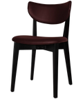 Romano Chair With Custom Upholstered Backrest And Seat With Black Timber Frame, Viewed From Angle In Front
