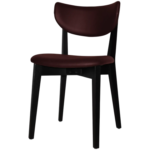 Romano Chair With Custom Upholstered Backrest And Seat With Black Timber Frame, Viewed From Angle In Front