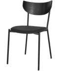Ronaldo Chair With Black Frame And A Black Vinyl Seat With Black Timber Backrest, Viewed From Angle In Front