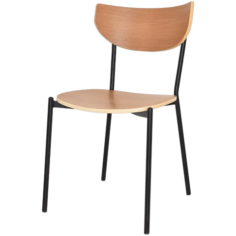 Ronaldo Chair With Black Frame And Natural Seat And Backrest, Viewed From Angle In Front