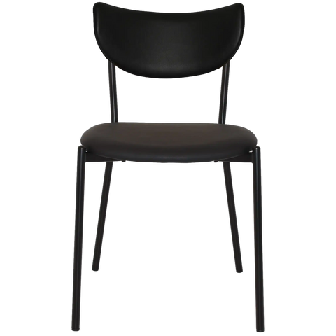 Ronaldo Chair With Black Metal Frame With A Black Vinyl Seat And Back, Viewed From Front