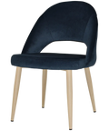 Saffron Chair In Birch Metal With 4 Leg With Regis Navy Fabric, Viewed From Front Angle