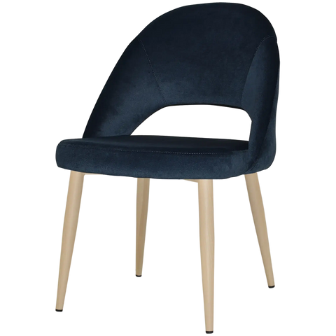 Saffron Chair In Birch Metal With 4 Leg With Regis Navy Fabric, Viewed From Front Angle
