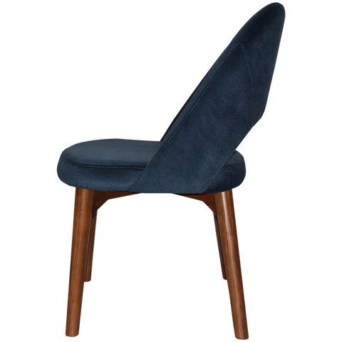 Saffron Chair In Light Walnut Timber With 4 Leg With Regis Navy Fabric, Viewed From Side