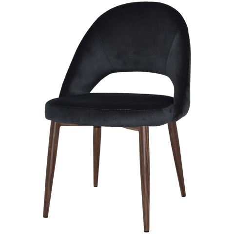 Saffron Chair In Light Walnut With Metal 4 Leg With Regis Charcoal Fabric, Viewed From Front Angle