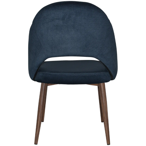 Saffron Chair In Light Walnut With Metal 4 Leg With Regis Navy Fabric, Viewed From Back