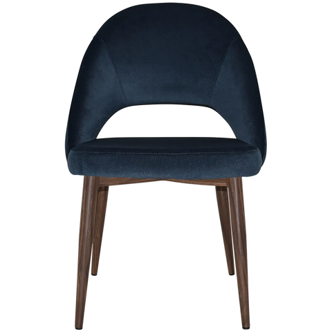 Saffron Chair In Light Walnut With Metal 4 Leg With Regis Navy Fabric, Viewed From Front