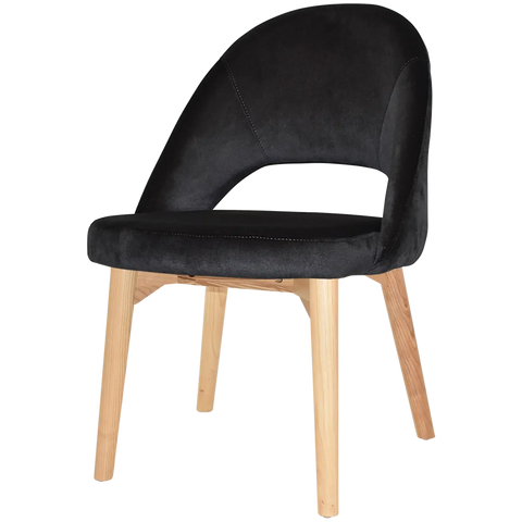 Saffron Chair In Natural Timber With 4 Leg With Regis Charcoal Fabric, Viewed From Front Angle