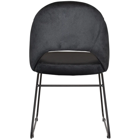 Saffron Chair With Black Sled Base And Regis Charcoal Fabric, Viewed From Back